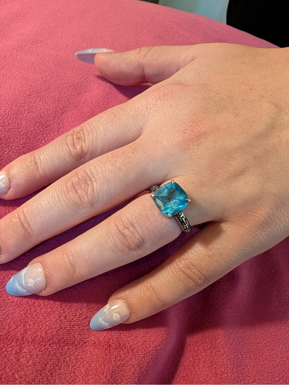 4.5 Kt. GORGEOUS BRILLIANT Effy Ring with Bright Topaz Cushion Cut Gemstone - Picture 10 of 10